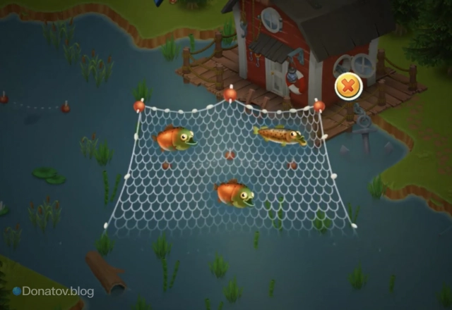 Рыбный улов в сетях в Hay Day