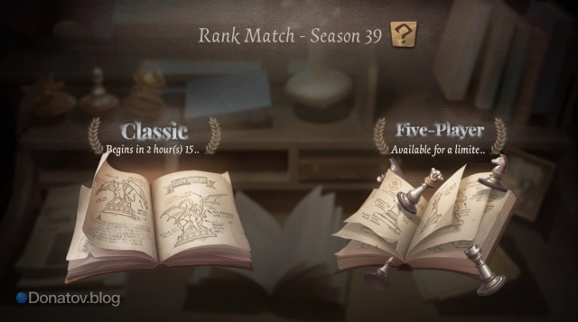 Окно Rank Match в Identity V