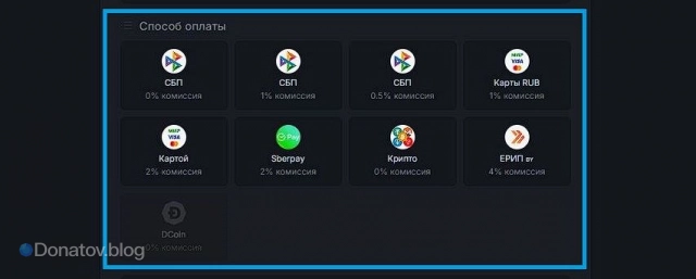 Способы оплаты заказа на Donatov.net