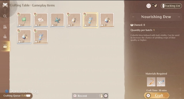 Крафт Nourishing Dew в Infinity Nikki