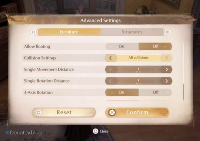 Меню Construction Ability в Infinity Nikki