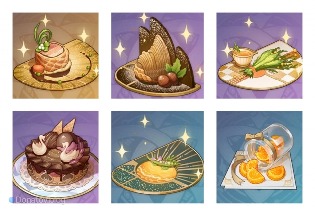 Все блюда, которые может приготовить Эскофье с помощью своего кулинарного-мека