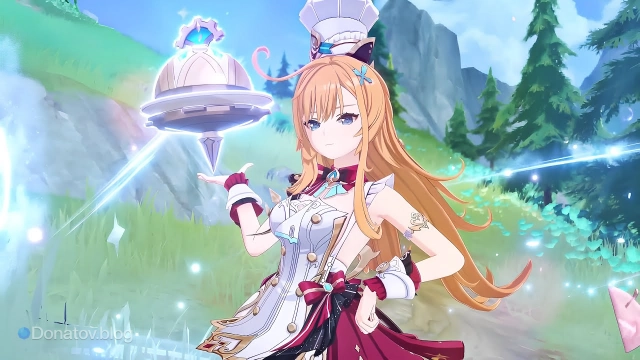 Демонстрация элементального навыка Эскофье в её трейлере «Гастрономическая симфония» с официального ютуб канала игры