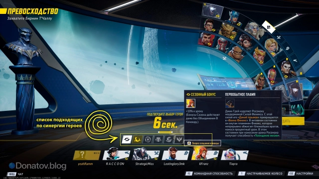 Во время матча всегда можно посмотреть, каких героев можно взять для активации синергии