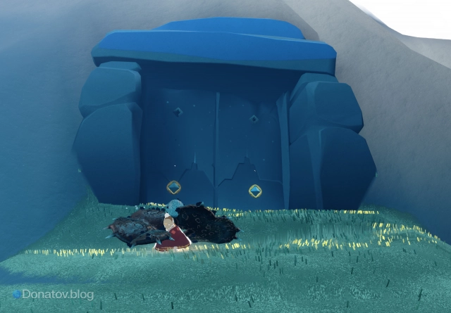 Каменные двери на острове в облаках