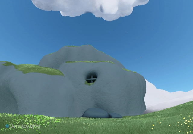 Гора с круглым окошком на локации Орео