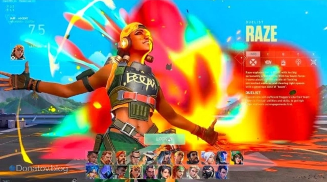 Иллюстрация Raze из меню выбора агента