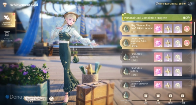 Personal Achievements в Infinity Nikki