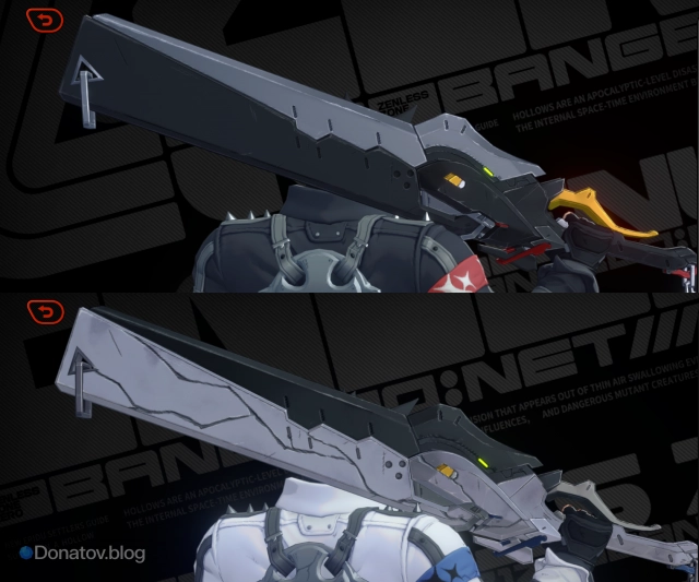 Сравнение оружия Комано Манато в костюмах в ZZZ