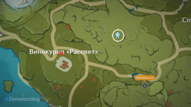 Местонахождение кристалла 1 на карте