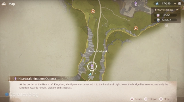 Расположение Border Outpost в Infinity Nikki