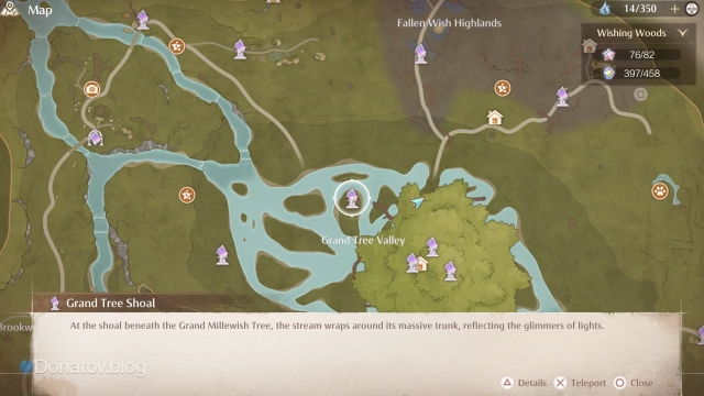 Расположение Grand Tree Valley в Infinity Nikki