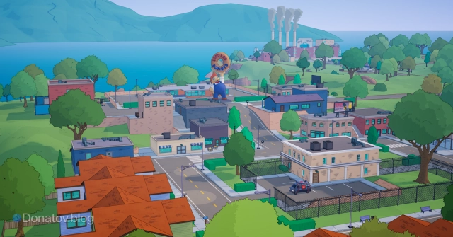 Иллюстрация «Пончикового поселения» в Fortnite