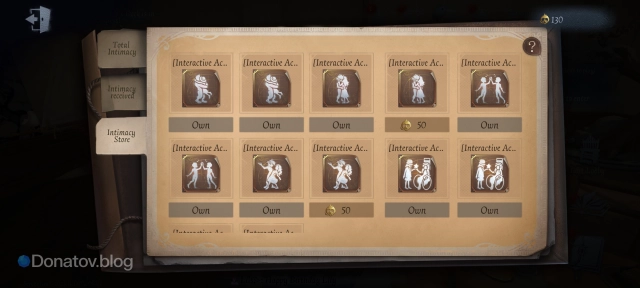 Intimacy Store в Identity V