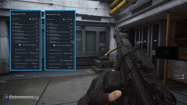 Разница в параметрах базовой CI-19 и сборки