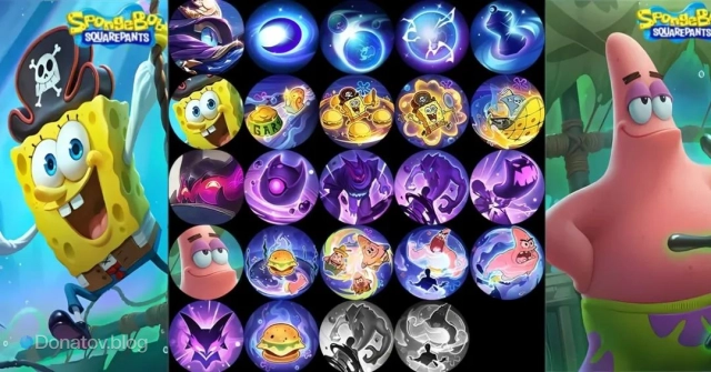 Внешний вид кнопок способностей героев коллаборации MLBB х SpongeBob