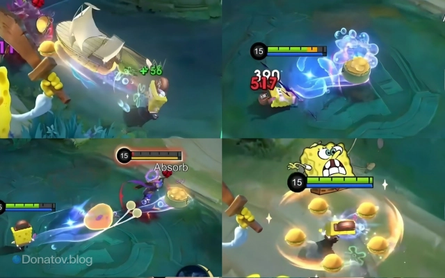 Анимация способностей облика «SpongeBob» на Циклопа в Mobile Legends: Bang Bang
