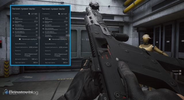 Разница в параметрах «Вектора» со сборкой и без