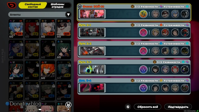 Отряды, подходящие для прохождения узла «Бой 03» в трудном режиме