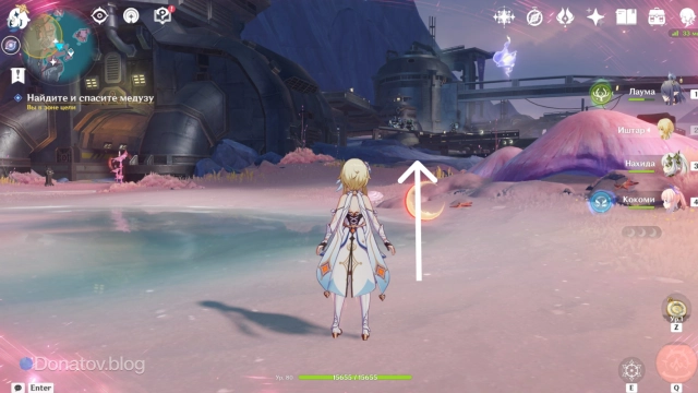 Направление к первой медузе