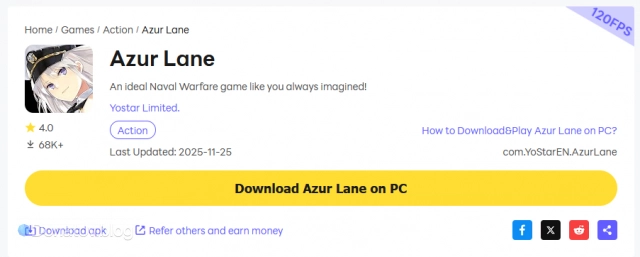Страница Azur Lane в LDPlayer