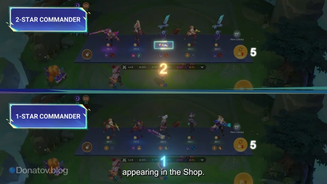 Сравнение количества бесплатных пешек на разных уровнях командира Гвиневры в Magic Chess: Go Go