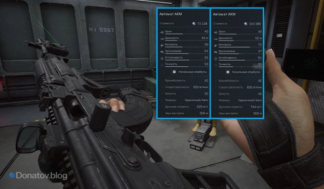 Сравнение параметров АКМ в базе и со сборкой
