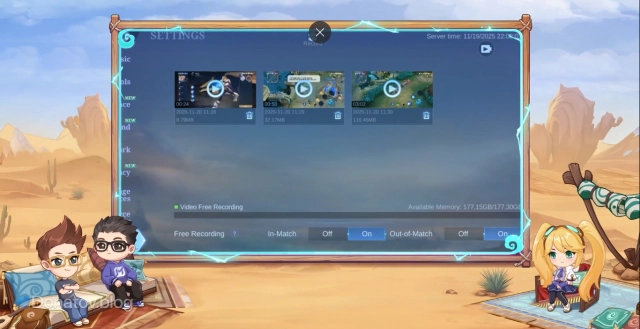 Хранилище записанных видео в Mobile Legends: Bang Bang