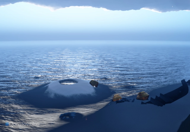 Загрязнённый гейзер на Островах укрытия в Sky