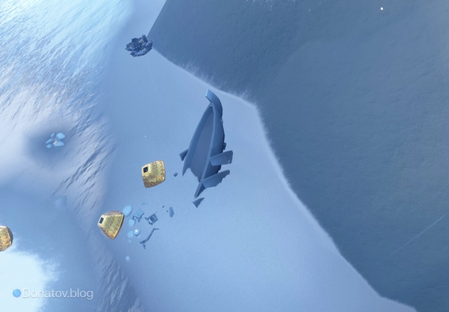 Обломки старого судна рядом с загрязнённым гейзером