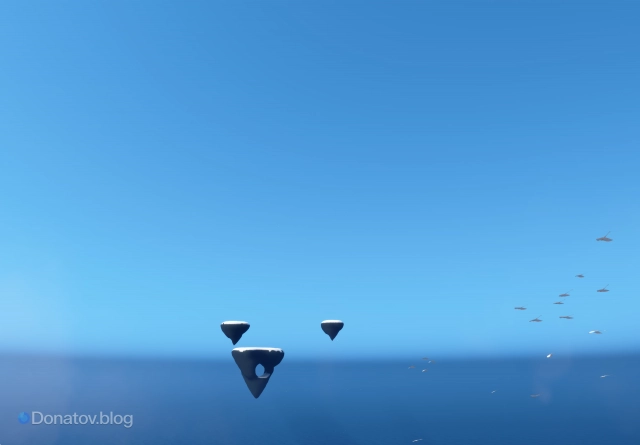 Небольшие парящие острова вдалеке