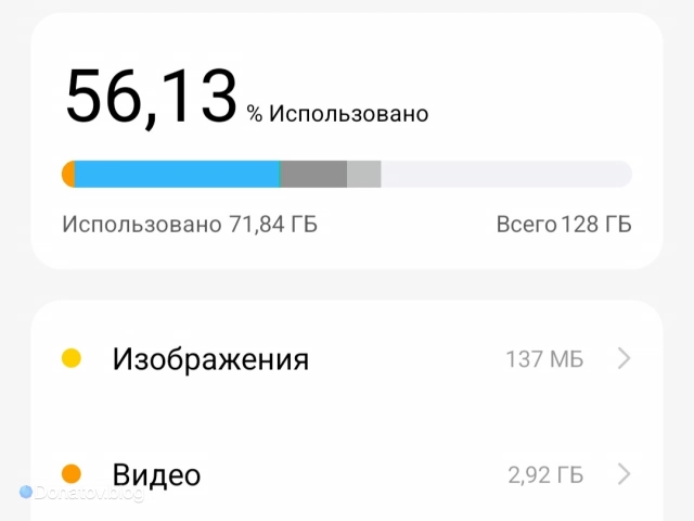 Раздел памяти на телефоне Android