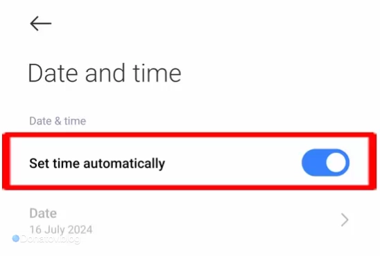 «Автоматическое определение времени» на Android