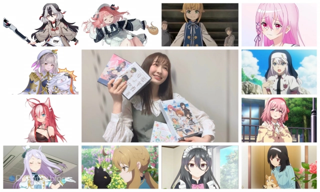 Коллаж с актрисой японского дубляжа Саей Аидзавой и озвученными ею персонажами игр и аниме