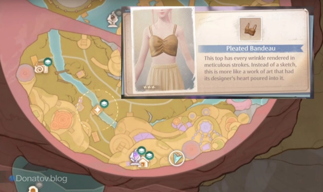 Расположение топа Pleated Bandeau в Infinity Nikki