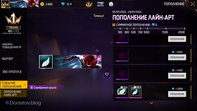 Шкала пополнения в событии