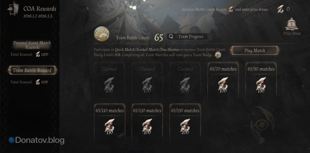 Team Battle Rewards в Identity V