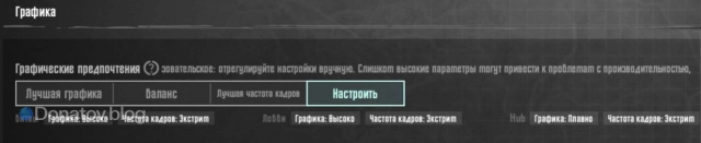 «Графические предпочтения» в PUBG Mobile