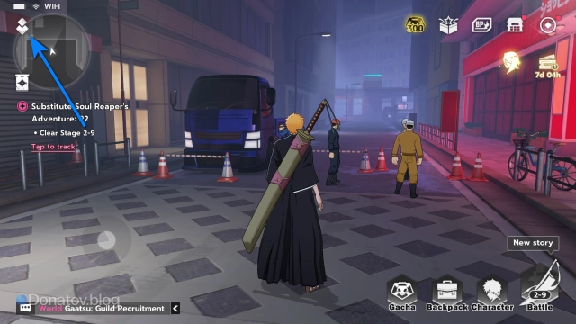 Кнопка входа в профиль в игре Bleach: Soul Resonance