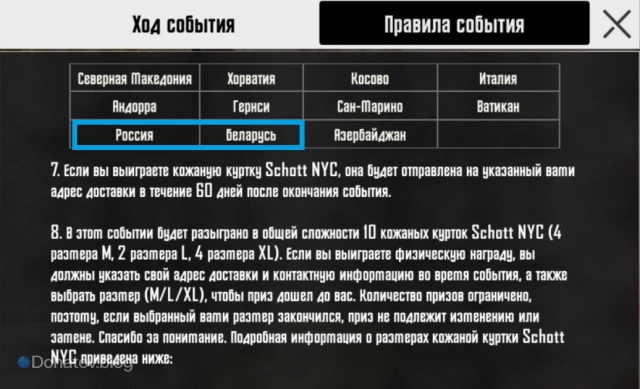 Правила и страны отправки куртки Perfecto