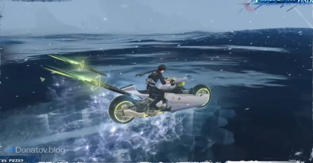 Мотоцикл ездит по воде в Wuthering Waves 3.1