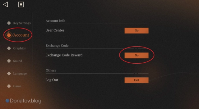 Меню настроек в Reverse: 1999