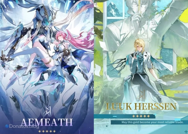 Баннеры новых персонажей Эмит и Люка Герссена в Wuthering Waves 3.1