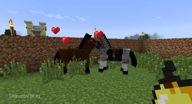 Размножение лошадей в Minecraft