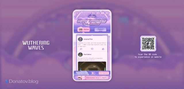 Интерфейс веб-ивента Fleet Snowfluf Fan Meeting в Wuthering Waves на ПК