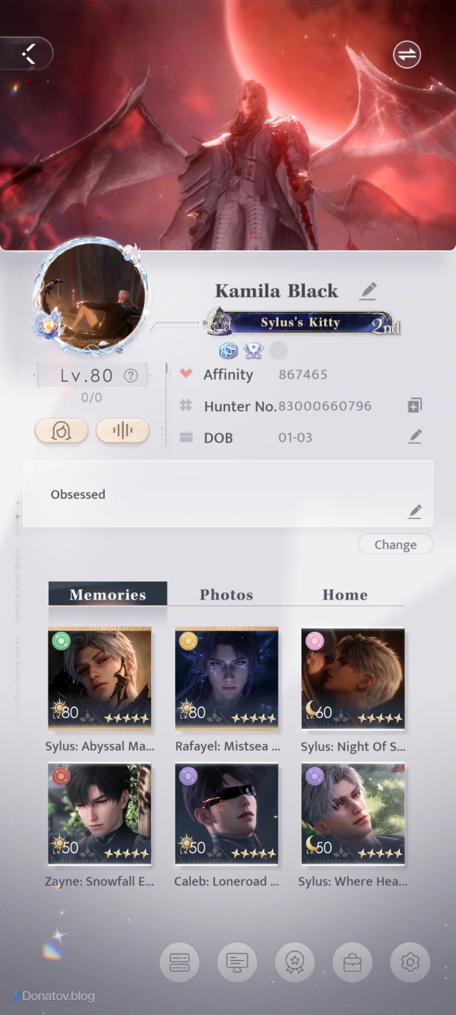 Аккаунт игрока в Love and Deepspace