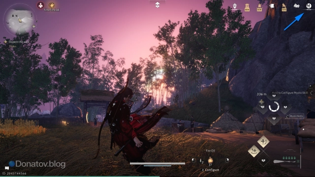 Главное меню персонажа Where Winds Meet с кнопкой входа в профиль