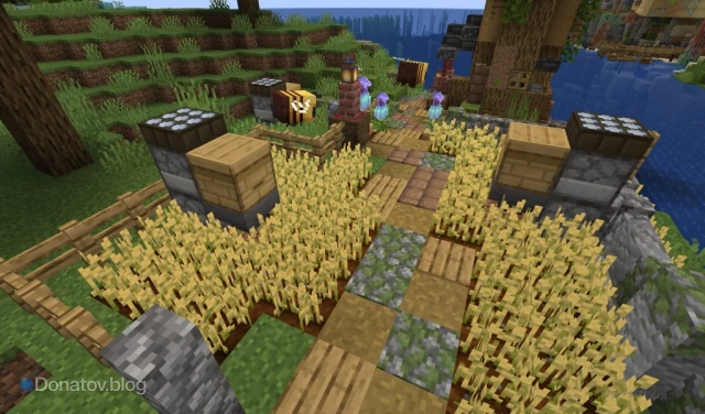 Пчёлы на поле в Minecraft