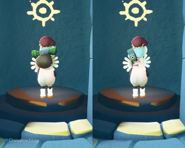 Слева — ребёнок света с рюкзаком, справа — с камерой за спиной