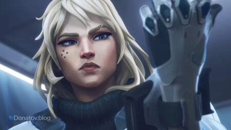 Иллюстрация агента Deadlock из синематика Valorant